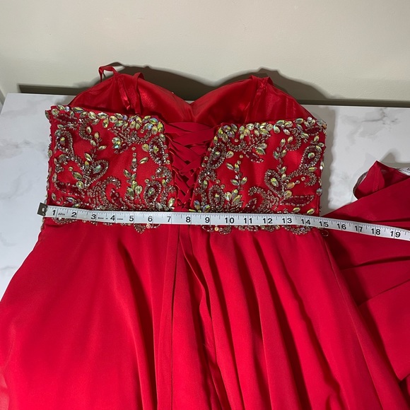 Size 13/14 red formal dress with Rhinestones - Picture 8 of 10